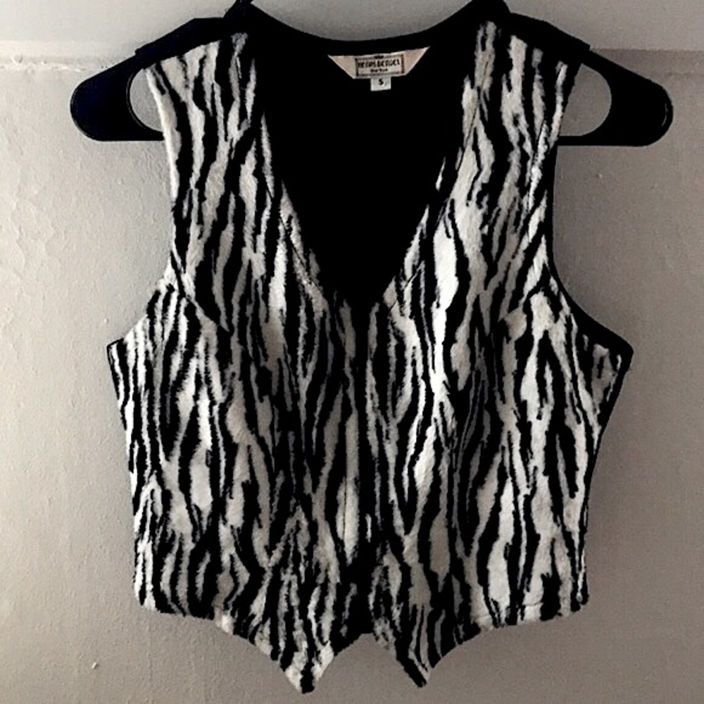 Zebra Faux Fur Henri Bendel Vest, Size Small